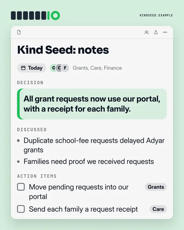 Meeting notes — sample creative