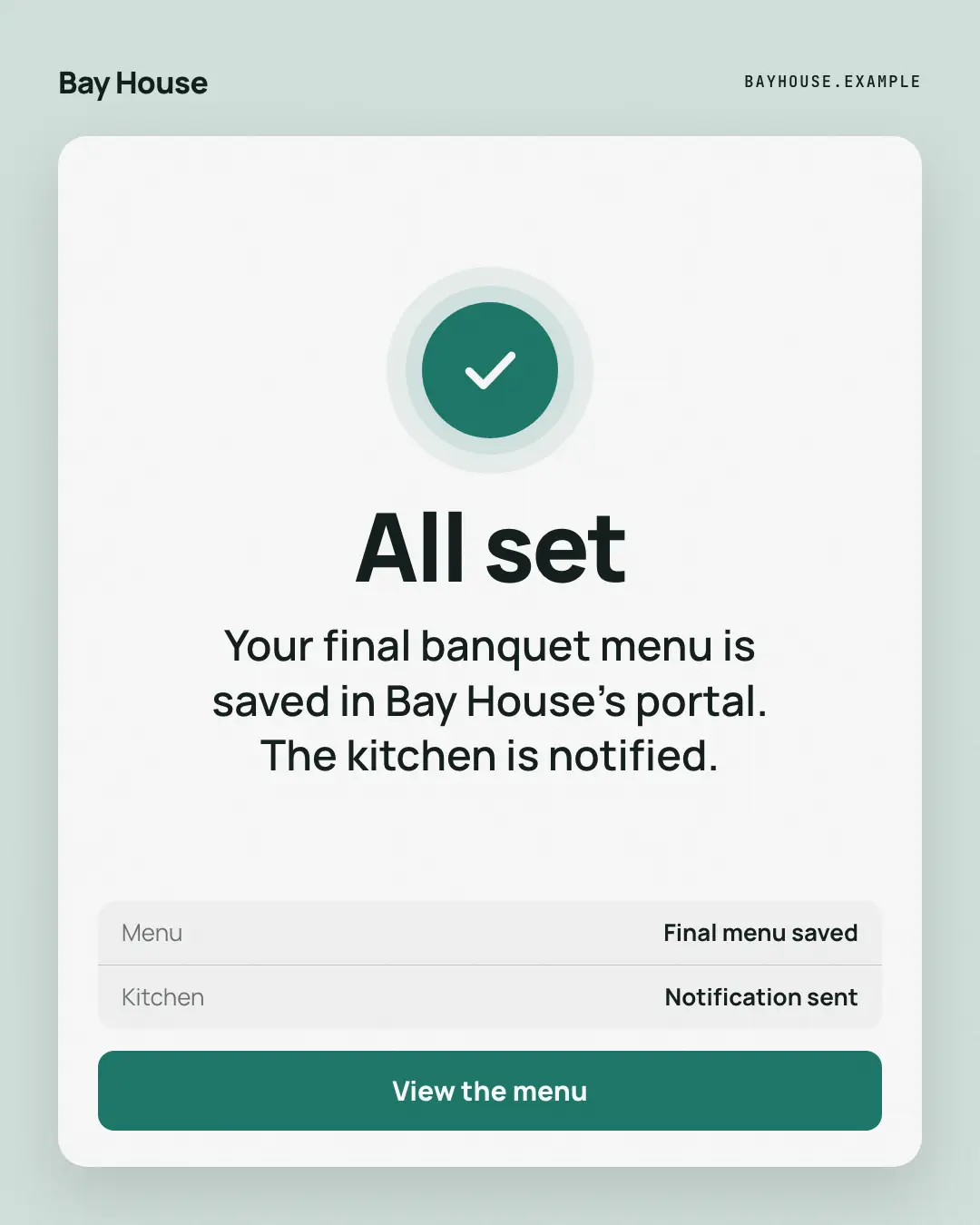 Sample All set creative (Apps people check template), shown on the fictional brand Bay House