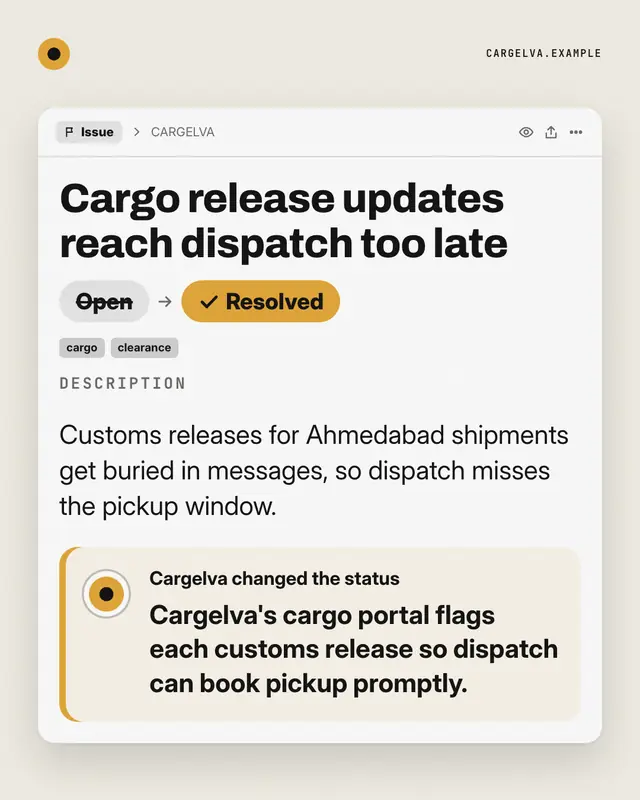 Ticket, resolved — sample creative