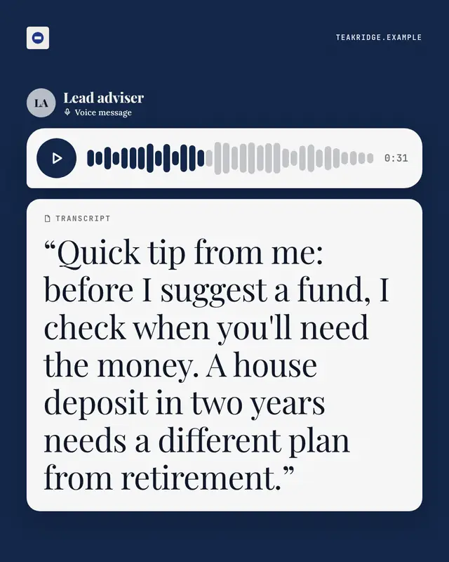 Voice note + transcript — sample creative