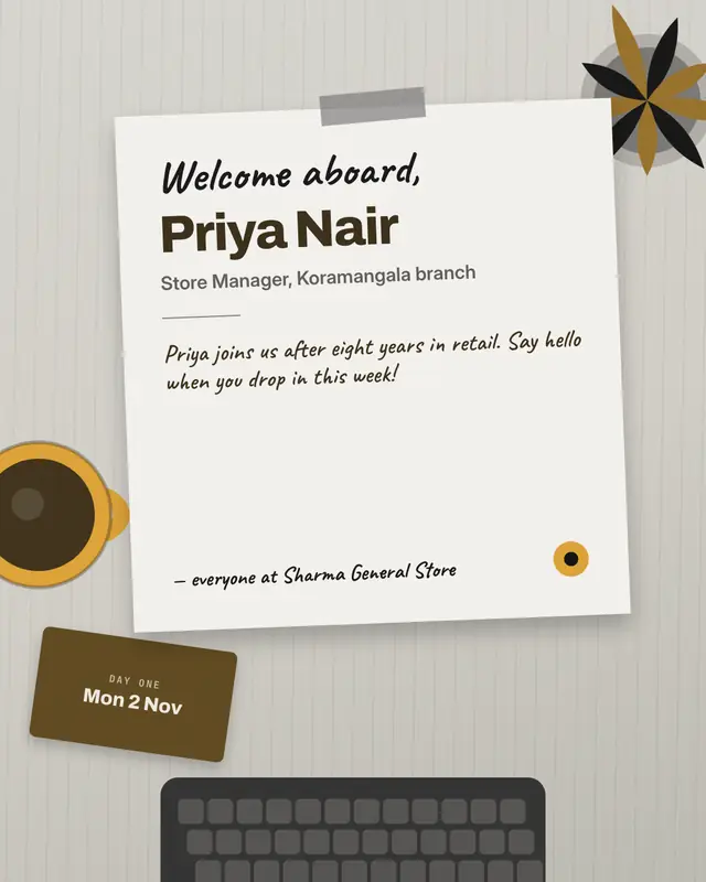 First day aboard — sample creative